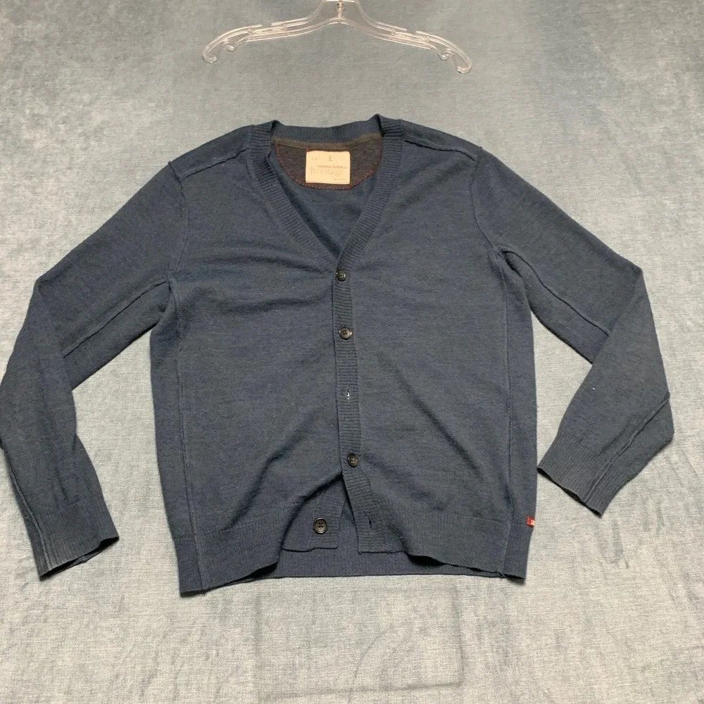 Banana Republic Heritage Cardigan Sweater Mens Large Blue Knitted Button Front